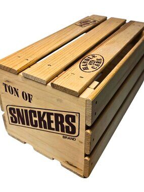 Ton of Snickers Wood Crate Wooden Slat Candy Promo 10x6x5in